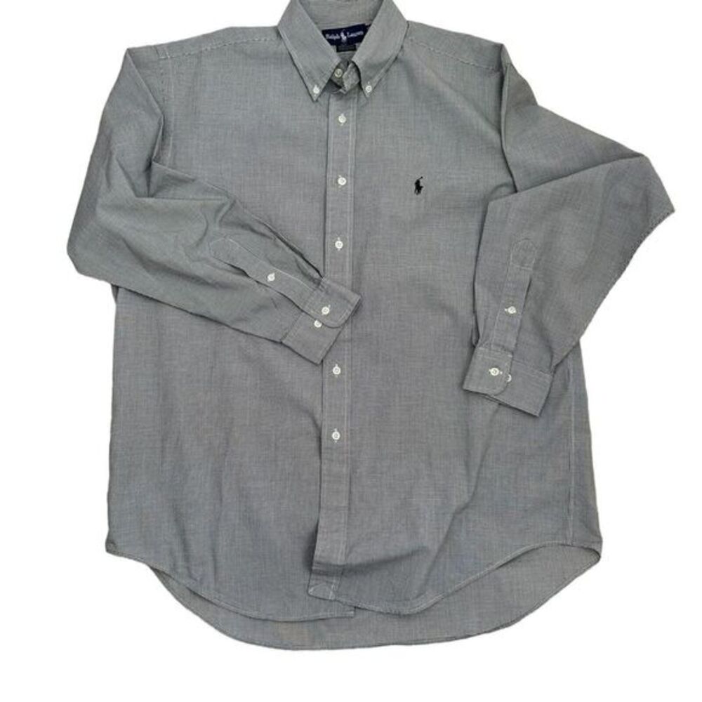 Ralph Lauren Button-Up Shirt Blue Large 16-1/2 34/35 Men's Check Long Sleeve - Picture 2 of 7